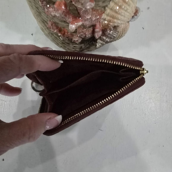 Tory Burch Marion Embossed Zip Coin Case ( garnet) - Picture 2 of 3